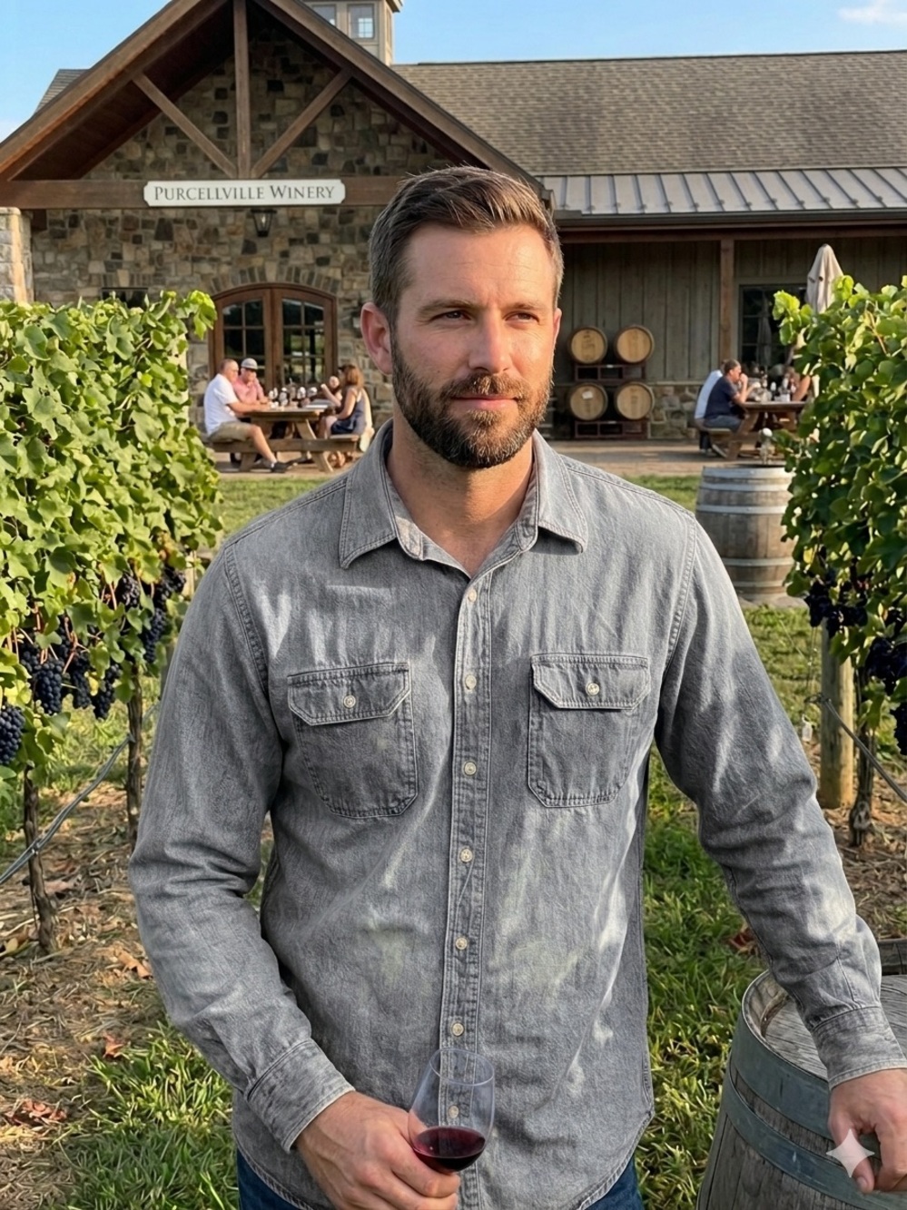 VINTAGE 80s Eddie Bauer Distressed Denim Work Shirt | Made in USA | Large Tall